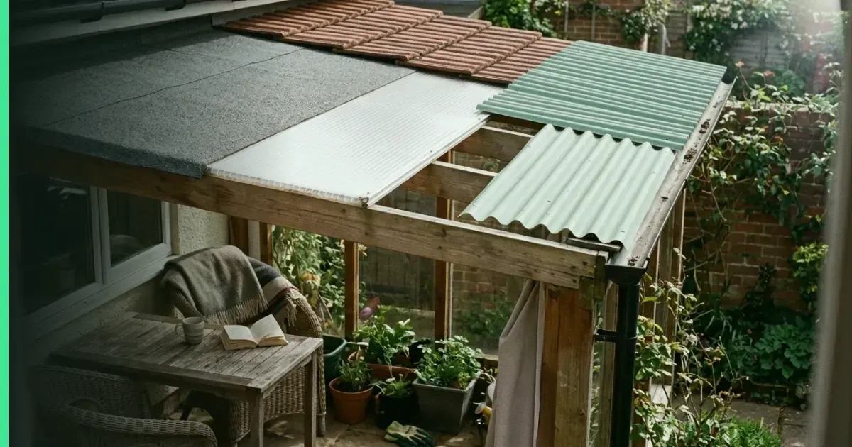 Veranda roofing materials: polycarbonate, glass and three sheeting options